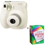 Fujifilm Instax Mini 7S Instant Film Camera Kit, (White) with Fujifilm Instax Mini Instant Daylight Film, Twin Pack, 20 Exposures, ISO 800. & Adorama Hard Case