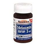 Melatonin 3 mg Night Time Sleep Aid Tablets, By Sundown - 120 Tablets