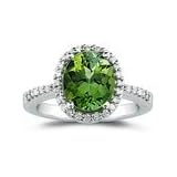 1 4+ Ct Diamond and Green Tourmaline Ring in 14K White Gold