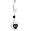 Crystalline Gem Midnight Imperious Heart Dangle Belly Ring