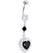Crystalline Gem Midnight Imperious Heart Dangle Belly Ring