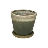 WORLD WIDE YL - 031MG PLANTER W / SAUCER GREEN / BGE ( PACK OF 6 ) - B000W08UCI