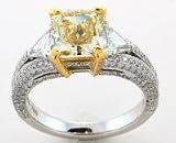 Butani 18k White Gold Engagement Ring 3.03ct Yellow Radiant Emerald GIA