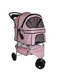 Classic Pink Grid 3 Wheel Pet Stroller