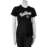 Oakland Raiders Ladies Black Distressed Script T-shirt