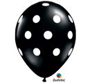 Big Polka Dots Balloons - 11-Inch Black with White Dots