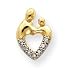 14k Heart Shaped .05ct. Diamond Mother and Child Pendant