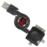 Cellet 3in1 Retractable Charger for Apple 30pin, micro USB, mini USB (iPhon ....