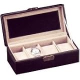 Genuine Black Leather Four Watch Jewelry Case Box