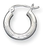 Sterling Silver 3.00mm Satin Diamond-Cut Hoop Earrings