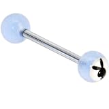Licensed PLAYBOY Light Blue Photo Inlay RABBIT HEAD Barbell Tongue Ring