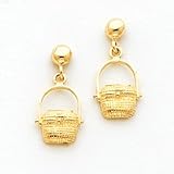 14k Fishing Basket Earrings - Measures 20x10mm - JewelryWeb