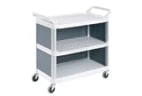 Plastic Utility Cart With 3 Shelves And Closed Ends & Back
