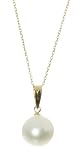 Classical 9 ct Gold White 10.0-10.5mm Pearl Women Pendant + Chain