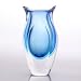Hand Blown Sky Blue Sommerso Teardrop Art Glass Vase with Dual Angled Lip 9.5 tall
