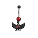 Black Bioplast Belly Ring with Red Australian Crystals - 14g/5mm ball