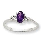 10k White Gold Genuine Amethyst Birthstone Ring - Size 6 - JewelryWeb