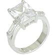 Women's Solitaire Clear Cubic Zirconia Special Plating Ring, Size: 5-10 Sterling Silver .925
