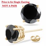 1/9 Cts Black Diamond Mens Stud Earring in 14K Yellow Gold
