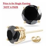 1 2 Cts Black Diamond Mens Stud Earring in 18K Yellow Gold