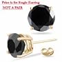 1/2 Cts Round AAA Black Diamond Mens Stud Earring in 18K Yellow Gold