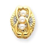10k Rhodium Cultured Pearl and Diamond Bracelet Slide - 10KL122