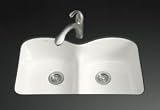 KOHLER K-6626-6U-7 Langlade Smart Divide Undercounter Kitchen Sink, Black Black