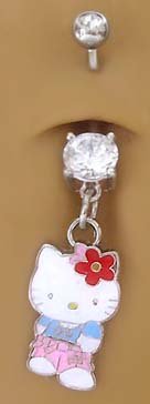 Belly Navel Piercing Bar Cool Hello Kitty Ring