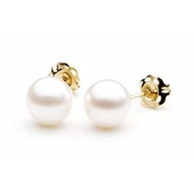 AAA Quality Round 7.5-8mm Akoya SaltWater cultured White Pearl Earrings with... by