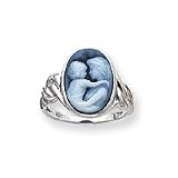 14k White Everlasting Love 10x14mm Agate Cameo Ring - Size 7
