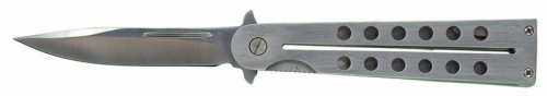 Childrens Toyshop  Sporting Goods : All Stainless Folder w/Circle Pierced Handle w/Plain Blade - Valor 3230, Knives Pocket/Folder