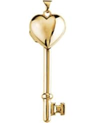 Genuine IceCarats Designer Jewelry Gift 14K Yellow Gold Key Heart Locket. 46.75Mm X 15.00Mm Key Heart Locket Key Heart Locket In 14K Yellow Gold