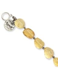Sterling Silver Citrine Antiqued Love Disc Bracelet QH2177-8.5"