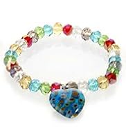 Assorted Multi-Faceted Bead & Heart Bracelet