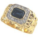 Simulated Sapphire Mens Ring 18kt Gold EP Size 9-14 Lifetime Guarantee M-123 (11)