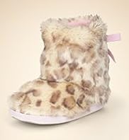 Older Girls Leopard Print Faux Fur Boot Slippers