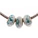 Murano Style Glass Lampwork Bead Fits Pandora Blue and White with White Flowers, 14mm (3)