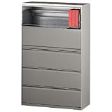 HON 5 Drawer Lateral File W/Lock, 36' W x19-1/4'Dx67'H, Black