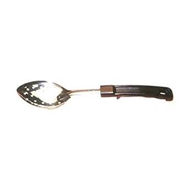 Basting Spoon, 11'', solid, stop hook, bakelite handle by Winco