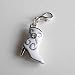 Divine Beads Line Dancer / Cowboy Boot Dangle Charm with White Enamel and clear Rhinestone detailing fits Thomas Sabo, necklaces, mobile phones and other European style Clip on Charm bracelets