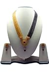 Golden Color and Black Stone Studded Necklace Set