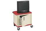 Plastic Utility Cart 2 Shelves Red With Security Cabinet