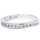 Geniune Diamond Ring .25ct Channel Set Stackable Wedding Band Pure 950 Platinum