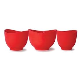 iSi Basics FlexibleSilicone Mixing Bowls, Set of 3, 1 QT, 1.5 QT, 2 QT, Red by iSi