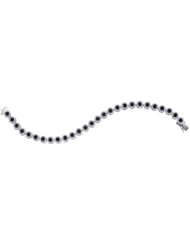 4 cttw 14k White Gold Flower Bracelet Black Diamond Flower Bracelet (Real Diamonds: 4 cttw)