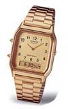 Casio Men's Analog Digital 2 Time Silver Metal Band Watch Model AQ-230GA-9B