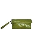 Amy Michelle Poppy Clutch Bag - Green Faux Patent with Champagne Lining