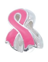 Sterling Silver Pink Awareness Ribbon Zable Bead BZ1733