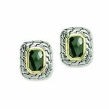 .925 Silver, 14k Gold and Olivine CZ Earrings