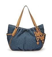 Per Una Pure Cotton Butterfly & Heart Appliqué Denim Slouch Bag